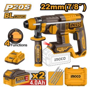Rotomartillo BL Inalambrico 20v + 2 Baterias 4.0ah + Cargador INGCO