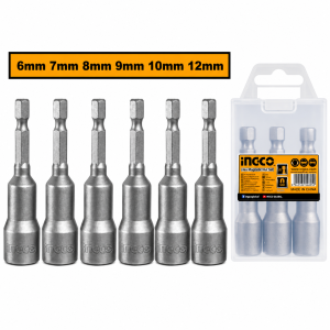 Adaptador Dado 1/4" DR  Magnetico 6 Piezas 65mm INGCO