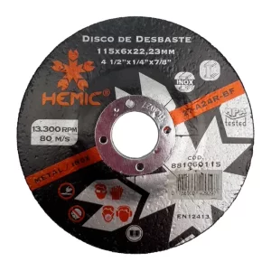 Disco Desbaste Metal 115mm x 6mm 4 1/2" HEMIC