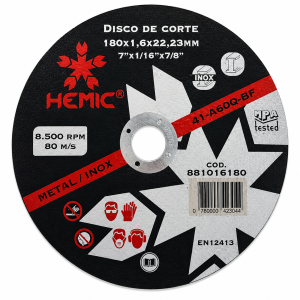 Disco Corte 7"Metal/Inox x 1.6 mm HEMIC