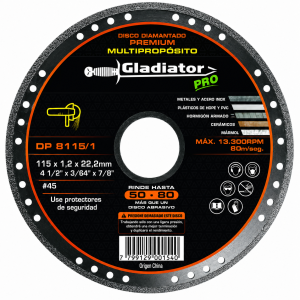 Disco Diamantado Multiproposito 4 1/2" Premium x 115mm GLADIATOR