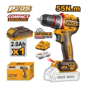 Taladro Inalambrico +Bateria 2.0Ah + Cargador 20v INGCO