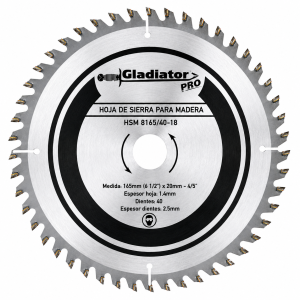 Disco Corte Madera Sierra Circular 6 1/2" x 165mm 40 Dientes GLADIATOR
