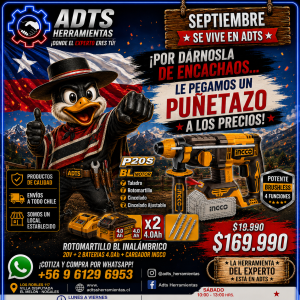 Rotomartillo BL Inalambrico 20v + 2 Baterias 4.0ah + Cargador INGCO