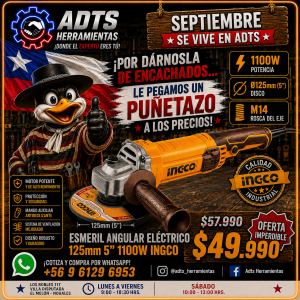 Esmeril Angular Electrico 125mm 5" 1100w  INGCO