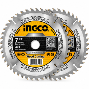 Discos Corte Madera Sierra Circular 7 1/4" 185mm 30 Dientes 2 Piezas INGCO